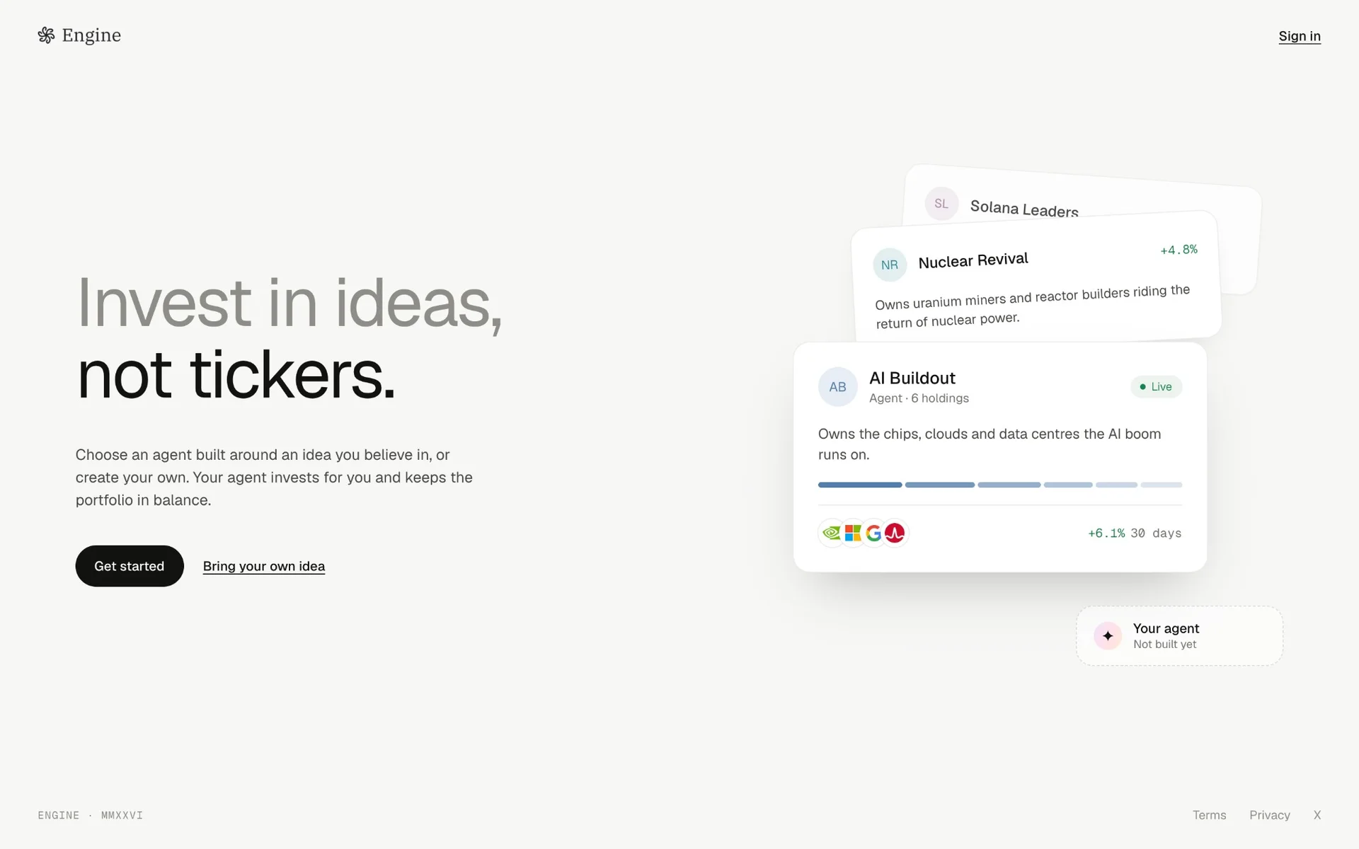 Engine's landing page