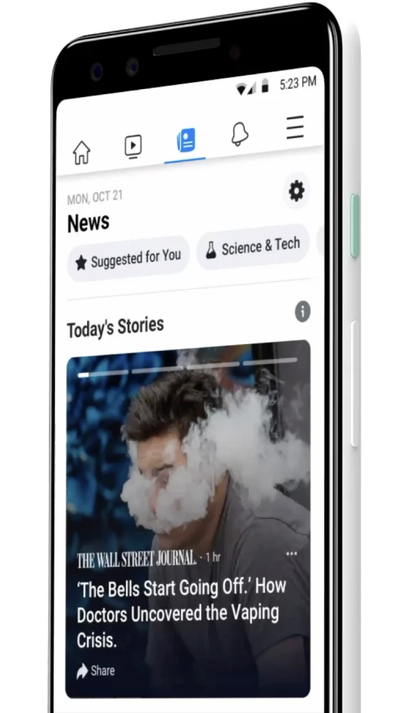 Facebook News on an Android phone