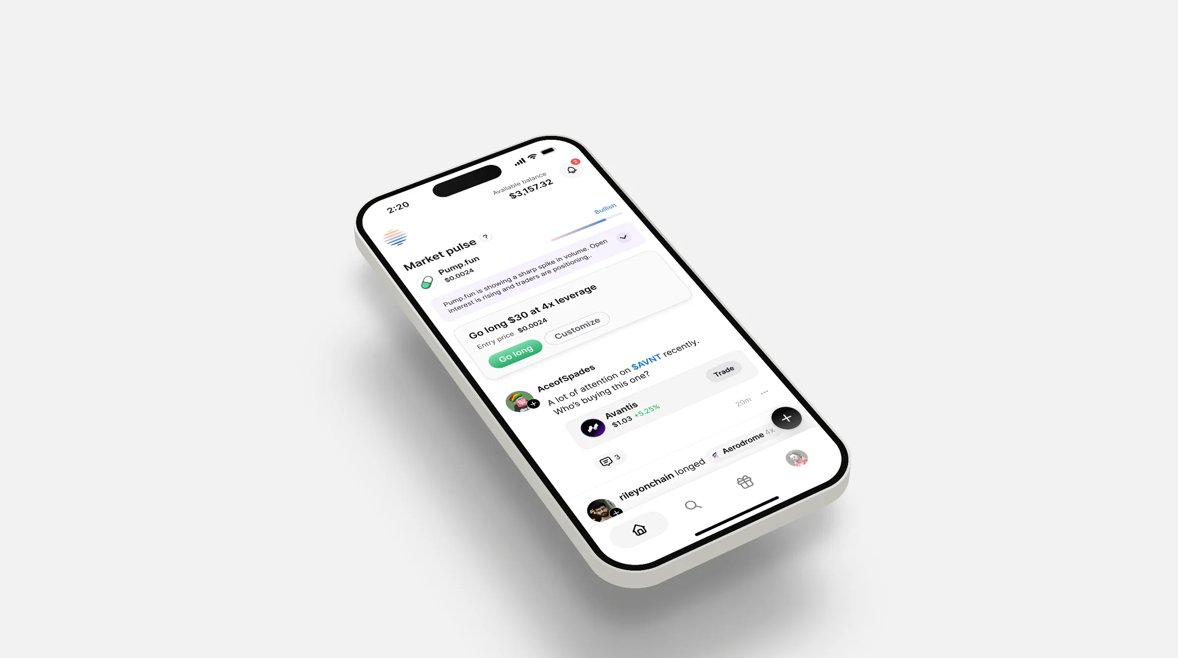 Today's social trading feed